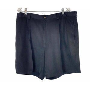Tommy Bahama Men Shorts Size 38 Black Pleated Front Silk Summer Spring 40-10